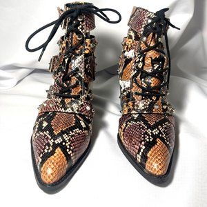 Sam Edelman Elana Multi Colored Studded Cut Out Ankle Boots Size 10